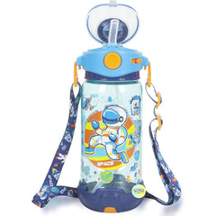 Space Kids Water Bottle with Straw & Adjustable Strap