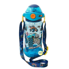 Monster Truck Kids Water Bottle with Straw & Adjustable Strap