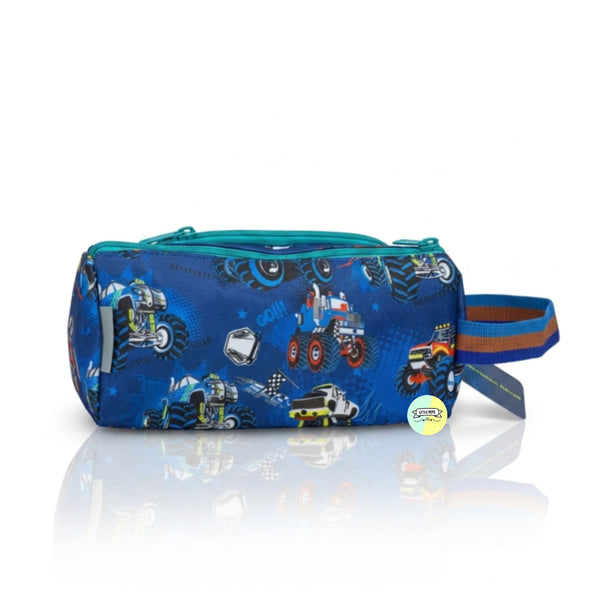 Adorable Monster Truck Themed Vest Double Zip Pencil Pouch