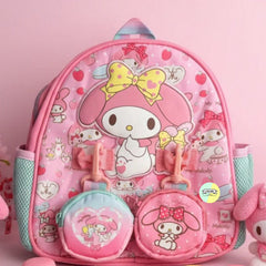 Adorable My Melody Themed Bagpack with hanging pockets (10 inch)