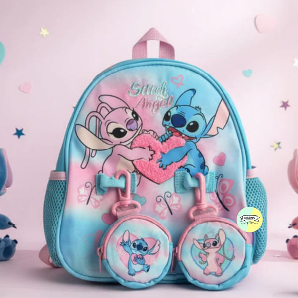 Adorable Stitch Themed Bagpack with hanging pockets (10 inch)
