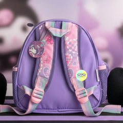 Adorable Kuromi Themed Bagpack with hanging pockets (10 inch)