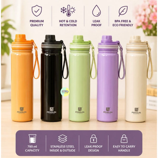 Solid Colour Stainless Steel Water Bottle – 780ml (BPA Free)