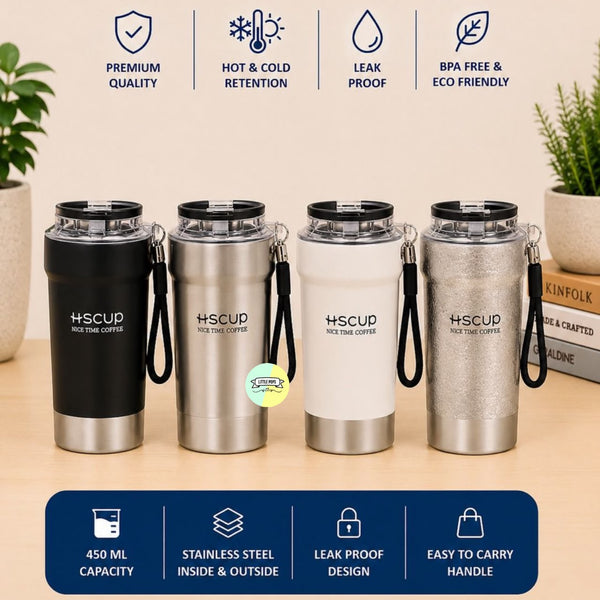 Stainless Steel Vacuum Flask Mug – Hot & Cold Beverage Tumbler