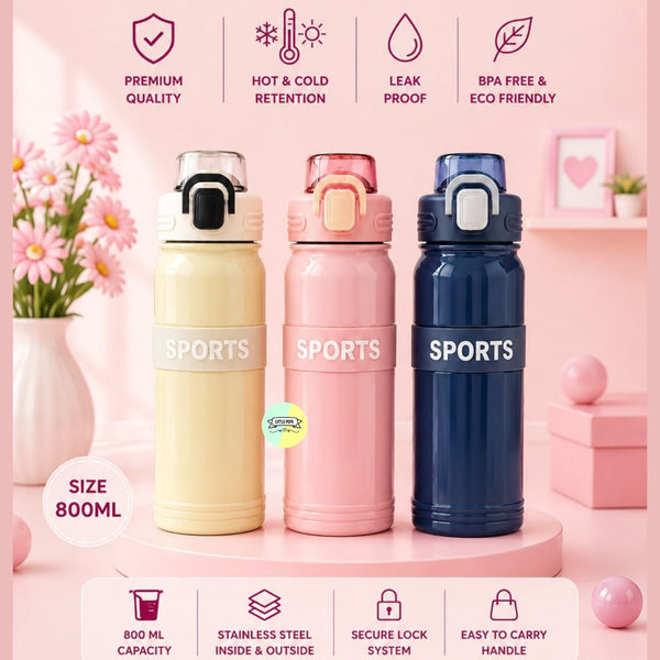 Pastel Colored Stainless Steel Water Bottle – 800ml