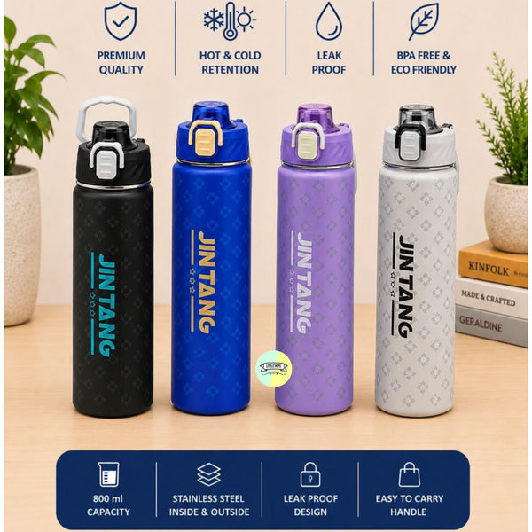 Trendy Stainless Steel Water Bottle – 800ml (BPA Free)