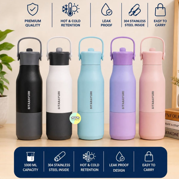 Trendy Stainless Steel Water Bottle – 1000ml (BPA Free)