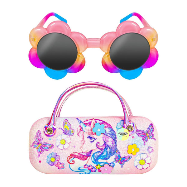 Cute Unicorn Sunglasses & Glitter Handbag Case Set