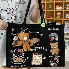 Aesthetic Kawaii Canvas Tote Bag | Cute Printed Shoulder Bag