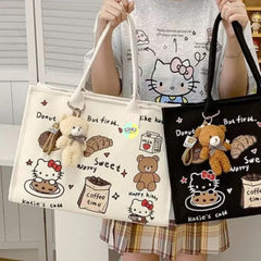 Aesthetic Kawaii Canvas Tote Bag | Cute Printed Shoulder Bag