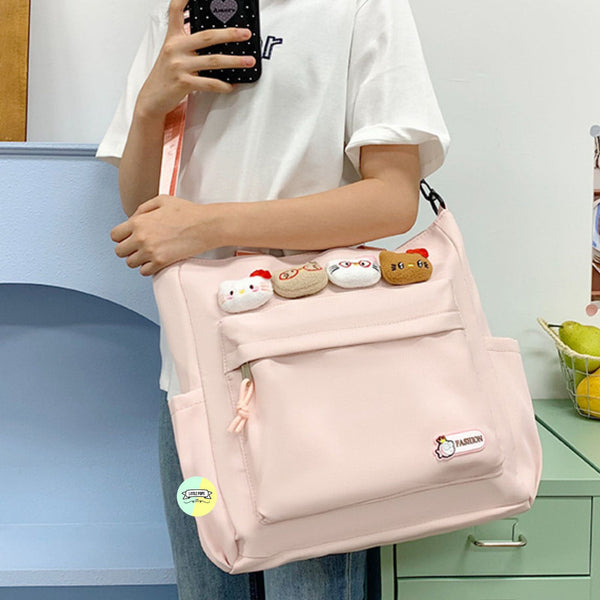 Cute Aesthetic Tote Bag with Multiple Pockets | Trendy Shoulder Bag