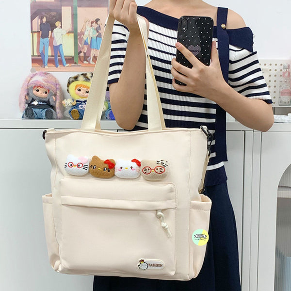 Cute Aesthetic Tote Bag with Multiple Pockets | Trendy Shoulder Bag
