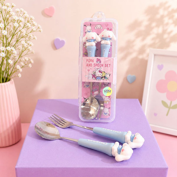 Cinnamoroll Fork/Spoon Set with Carry Case (Stainless Steel)