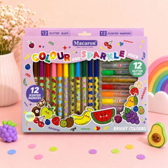 Rainbow themed Macaron Colour & Sparkle 24-Piece Art Set