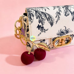 Pretty Velvet Cherry Shaped Keychain