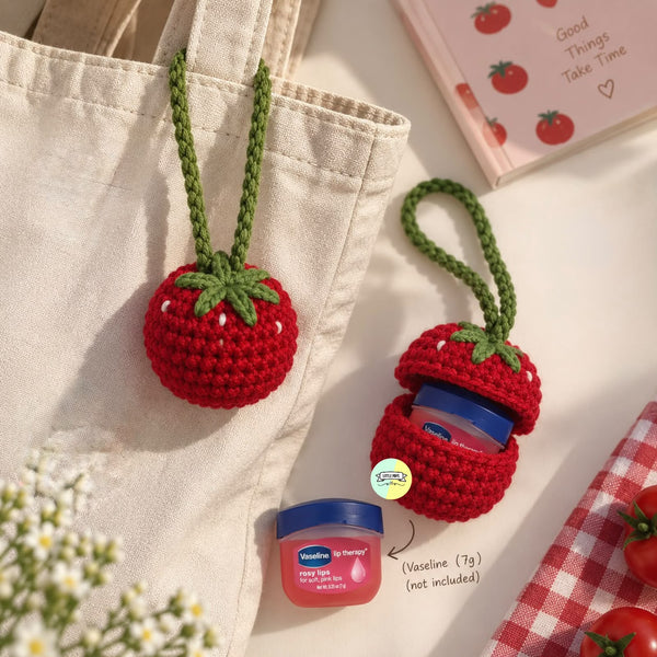 Cute Strawberry Handmade Lip Balm Holder