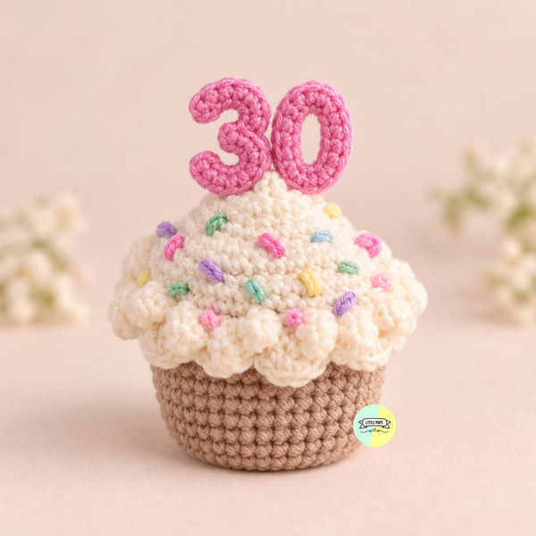 Pretty Customisable Crochet Birthday Cupcake