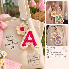 Cute Customizable Name Initial Crochet Keychain