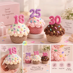 Pretty Customisable Crochet Birthday Cupcake