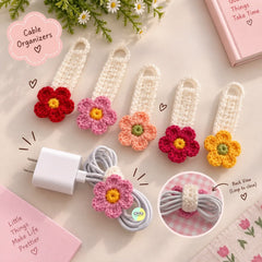 Cute Crochet Flower Cable Organizer