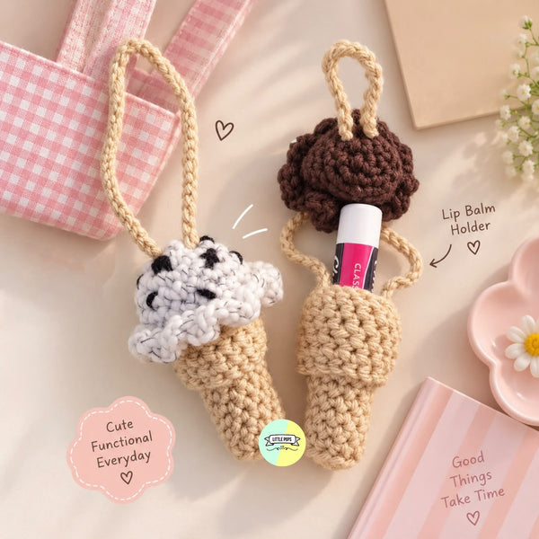Cute Ice Cream Crochet Lip Balm Holder