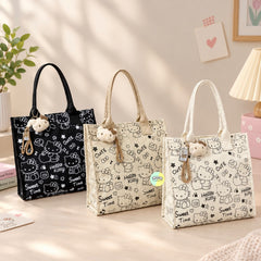 Cute Cat Doodled Tote Bag