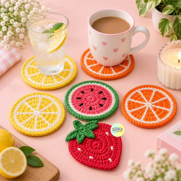 Cute Crochet Fruit Shaped Coaster