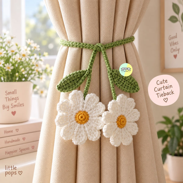 Elegant Crochet Daisy Curtain Tieback