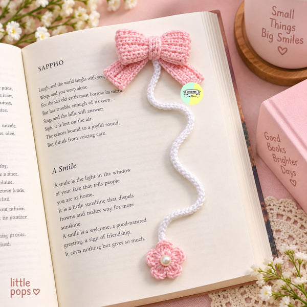 Cute Bow Designed Crochet Bookmark