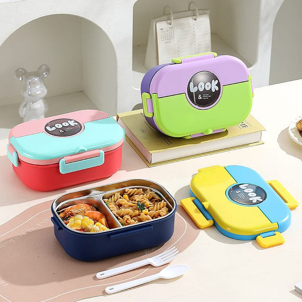 Dual Colored 2-Compartment Plastic Lunchbox