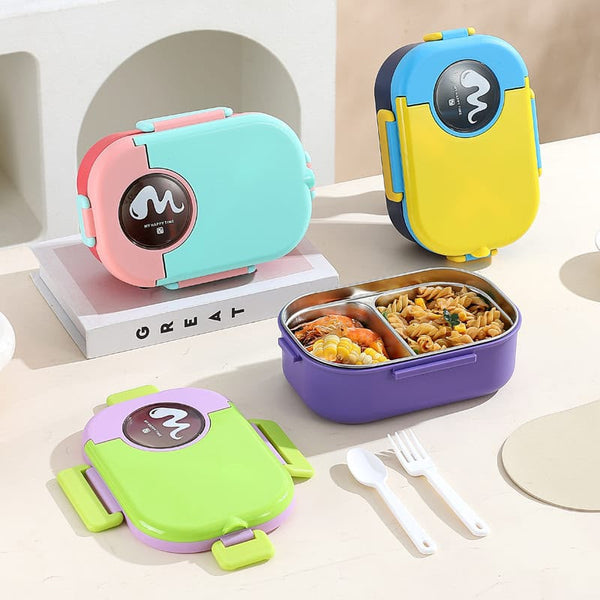 Trendy Dual Colored Stainless Steel Lunchbox (2 compartments)