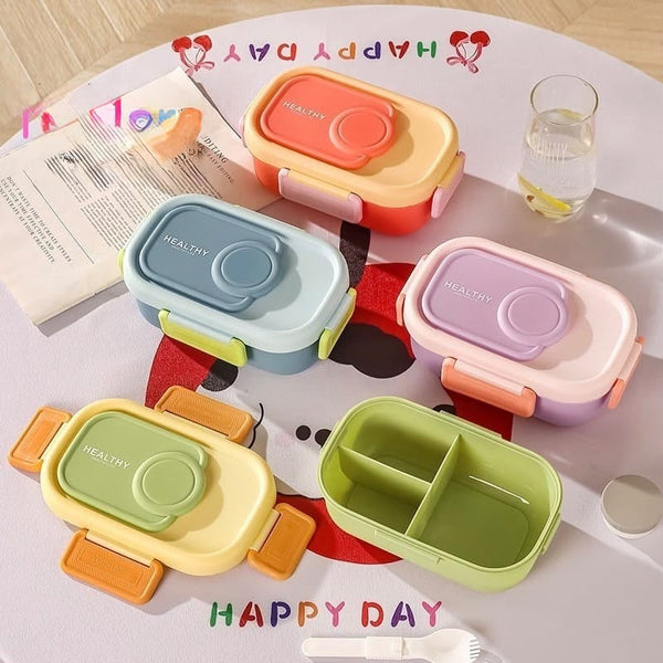 Cute & Colorful 3-Compartment Plastic Lunchbox