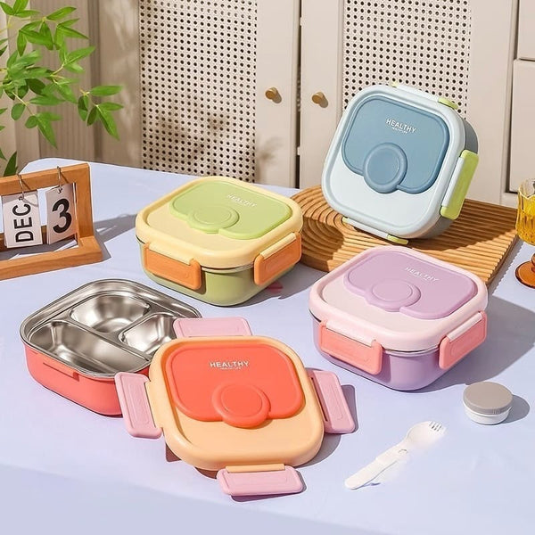Pastel Colored Trendy Stainless Steel Lunchbox (3 compartments)