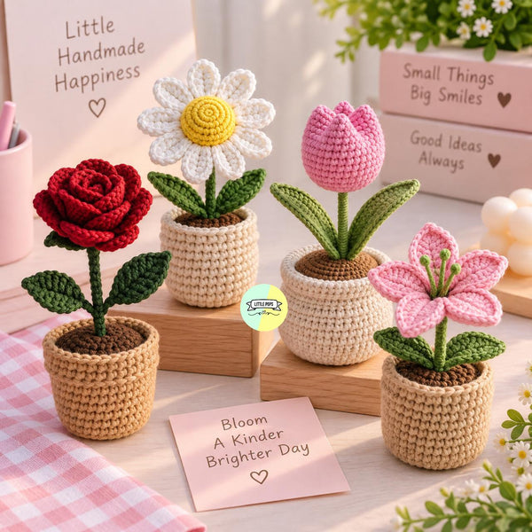 Handmade Crochet Flower Pot Decor