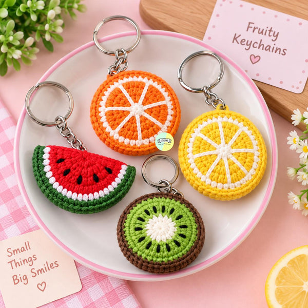 Cute Fruit-Shaped Crochet Keychain