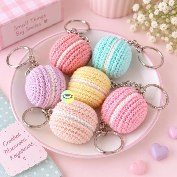 Cute Crochet Macaron Keychain