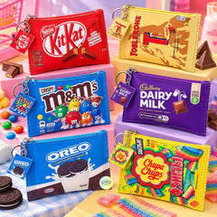 Trendy Chocolate Wrapper Themed Pouch with Keychain