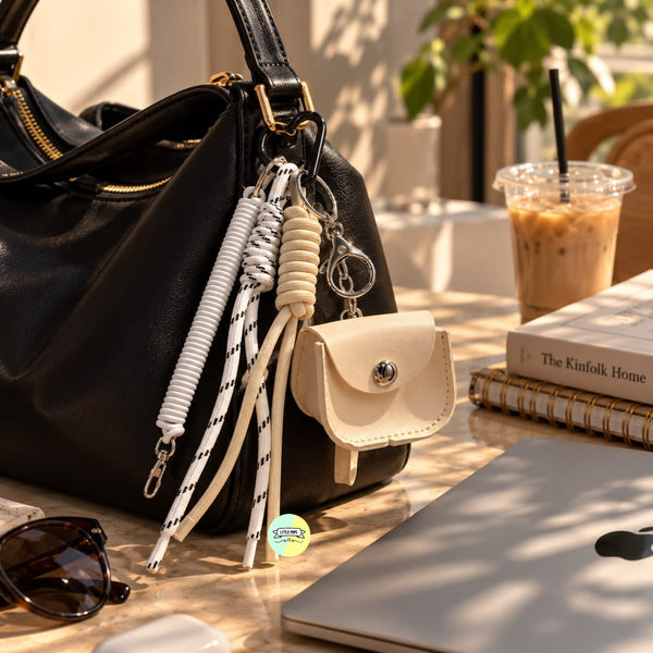 Champagne Beige "Minimalist Earbud" Bag Charm