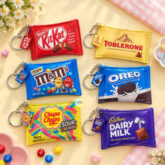 Trendy Chocolate Wrapper Themed Pouch with Keychain