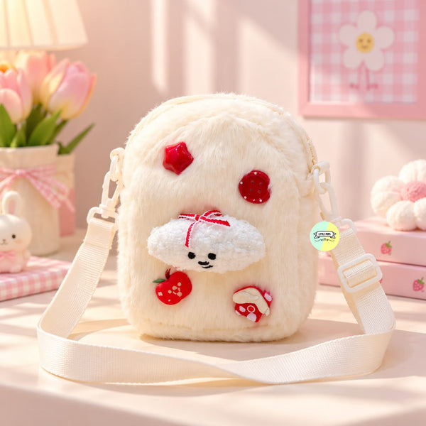 Cute Cloud Themed Plush Fur Crossbody Bag