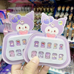 Cute Kids Character Press-On Nails Set