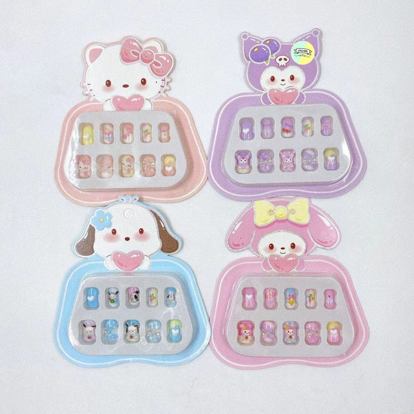 Cute Kids Character Press-On Nails Set