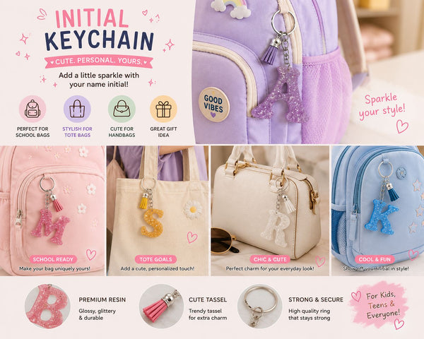 Custom Name Initial Keychain – Personalized Identity for Your Bag