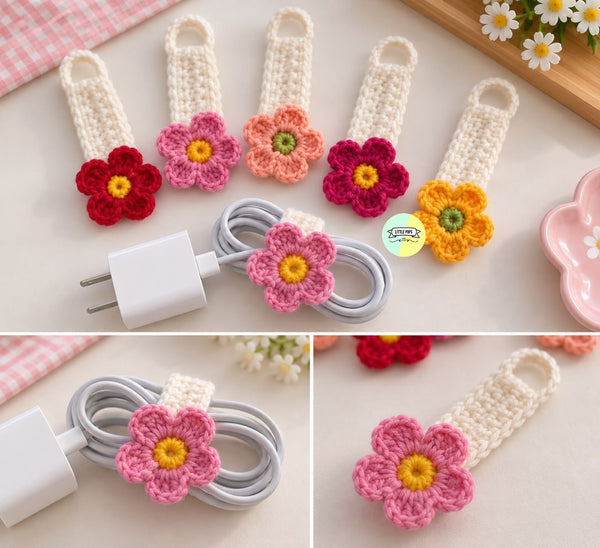 Cute Crochet Flower Cable Organizer