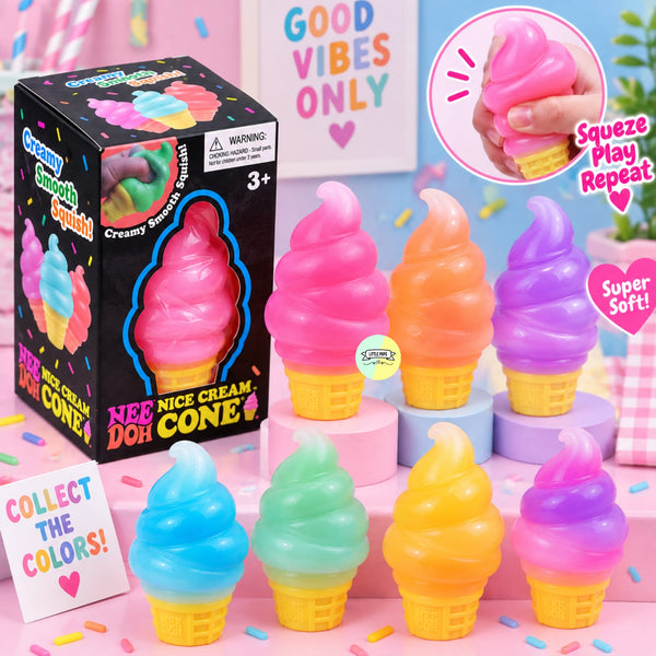 Original NeeDoh Cute Colorful Ice Cream Cone Squishy