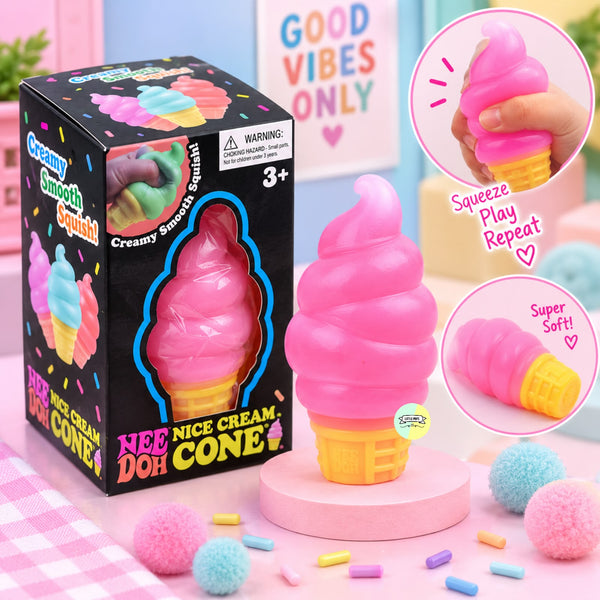 Original NeeDoh Cute Colorful Ice Cream Cone Squishy