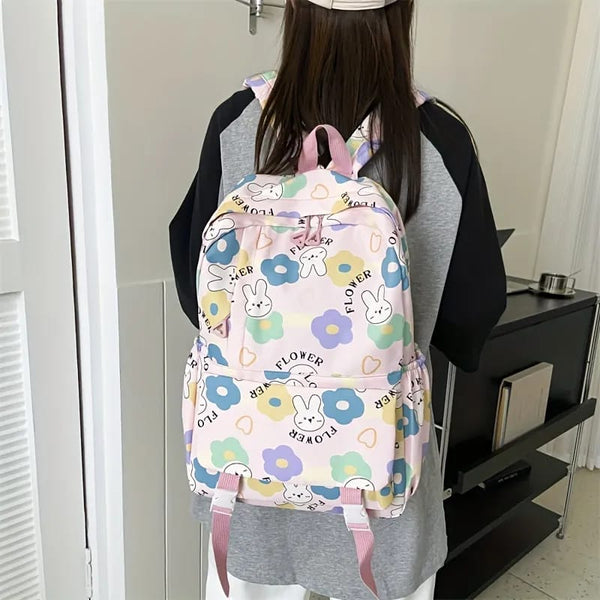 Pastel Colored Flower Designed Bag pack