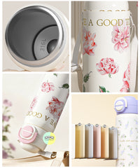 Cute Floral Themed Steel Water Bottle