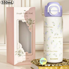Cute Floral Themed Steel Water Bottle