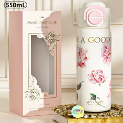 Cute Floral Themed Steel Water Bottle